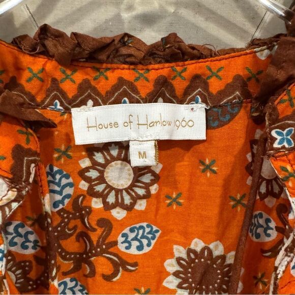 House of Harlow 1960 Long Sleeve Puff Sleeve Cotton Blouse Top - Picture 2 of 7